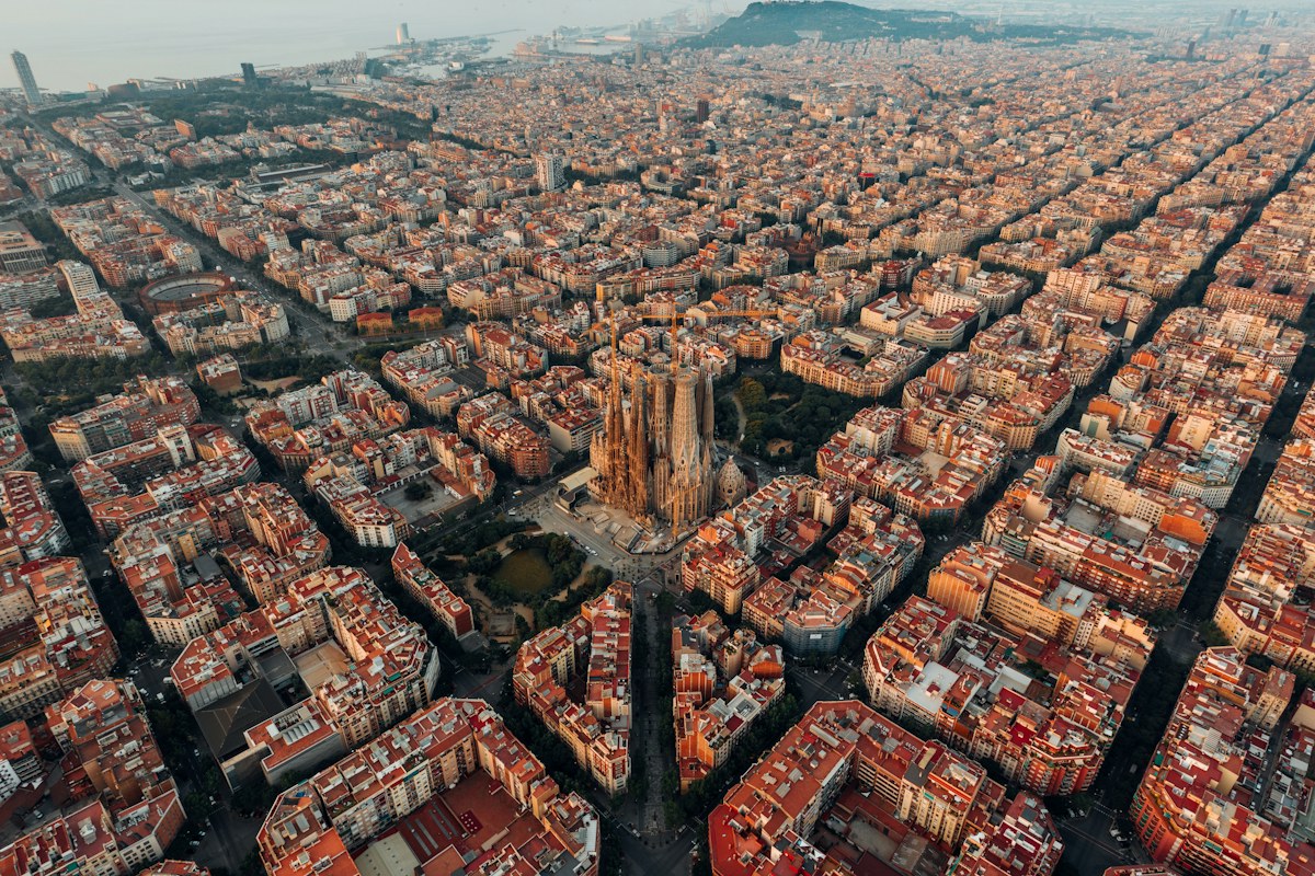 Aerial view of Barcelona and the Sagrada Família